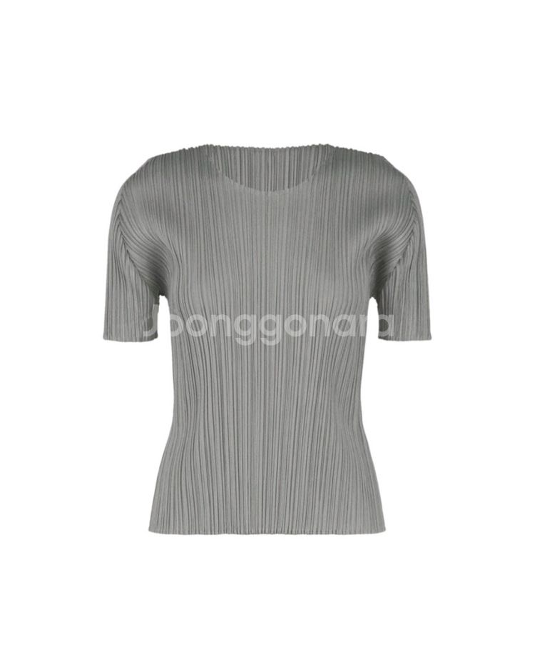 플리츠플리즈 베이직 반팔탑 그레이--0