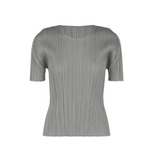 플리츠플리즈 베이직 반팔탑 그레이