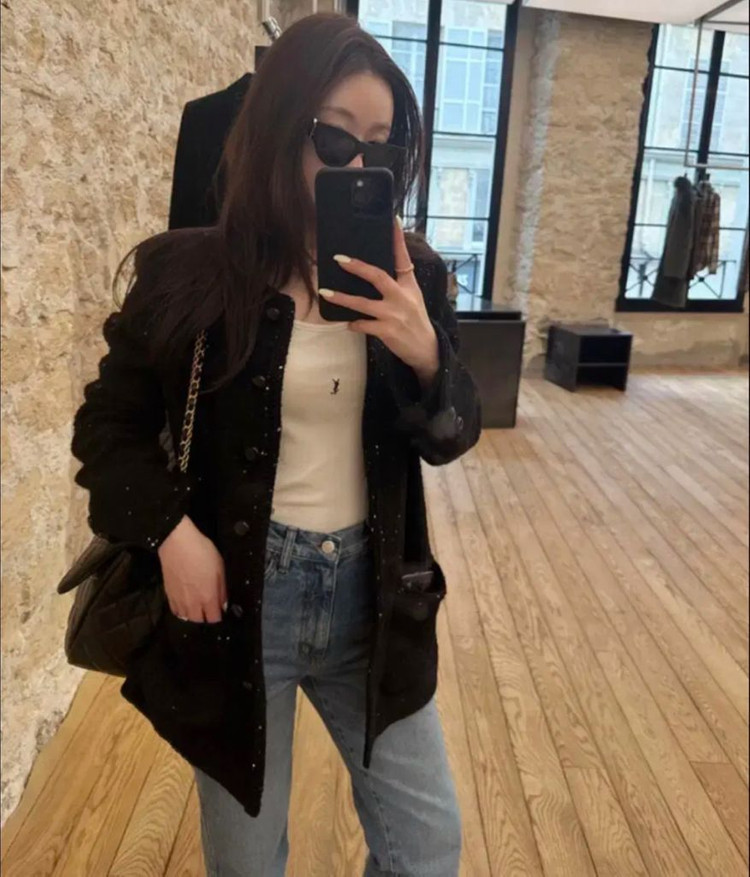 새상품)더로랑 투포켓 트위드 자켓--2