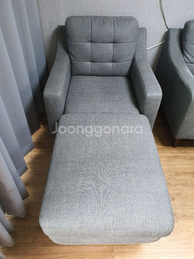 한샘 프라페 1인용쇼파 스툴세트 그레이색상 패브릭느낌--0
