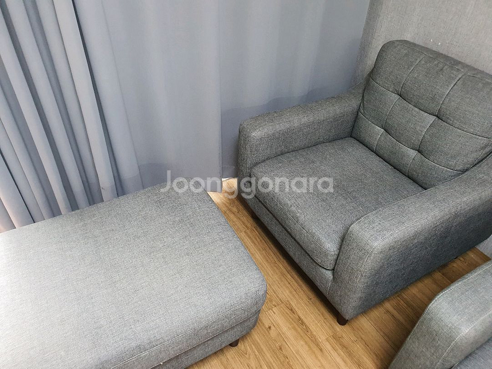 한샘 프라페 1인용쇼파 스툴세트 그레이색상 패브릭느낌--2