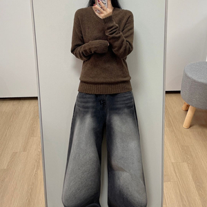 폴로 랄프로렌 초코브라운 램스울 브이넥 니트