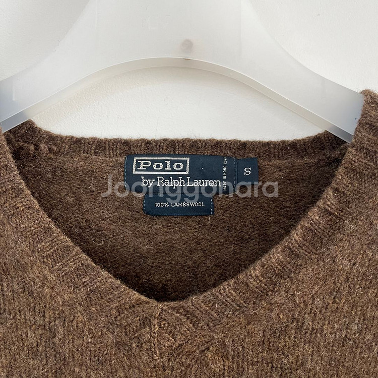 폴로 랄프로렌 초코브라운 램스울 브이넥 니트--4