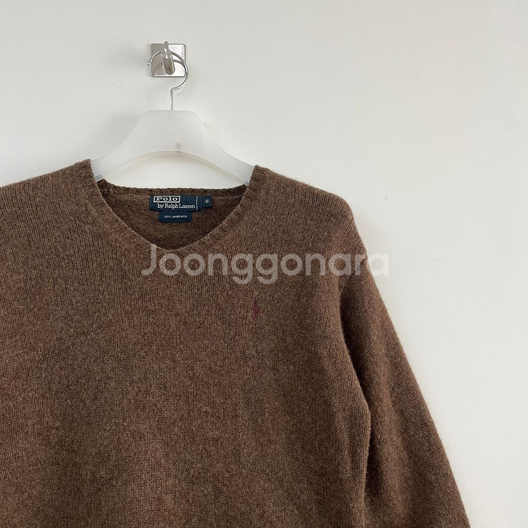 폴로 랄프로렌 초코브라운 램스울 브이넥 니트--3