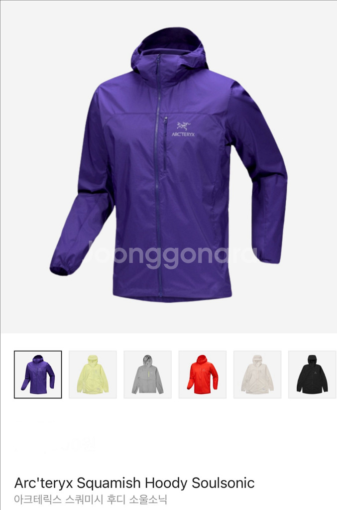 아크테릭스 스쿼미시후디 소울소닉 L 미개봉--1