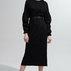 한섬(새) 랑방 프릴 슬리브 벨티드 원피스 타임 마인