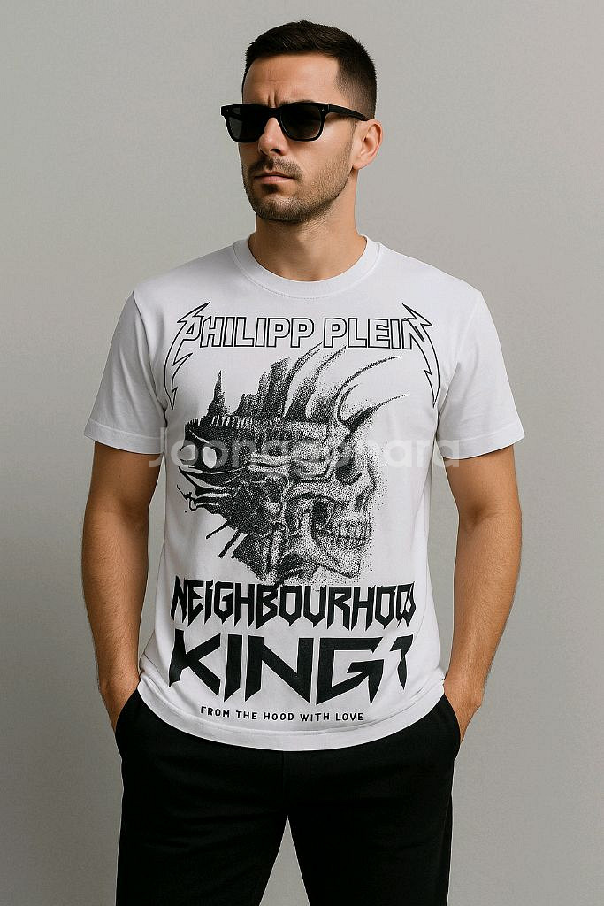 디자이너 감성 해골 프린트 티셔츠 (L)--0