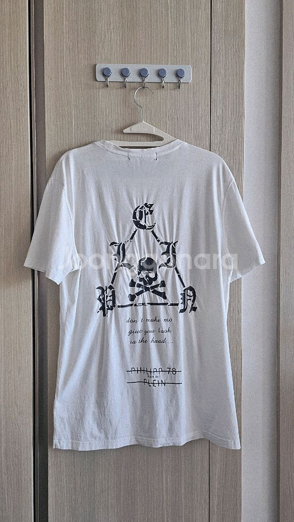 디자이너 감성 해골 프린트 티셔츠 (L)--3