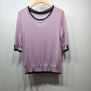 안지크 연보라 반팔 니트 90(66)