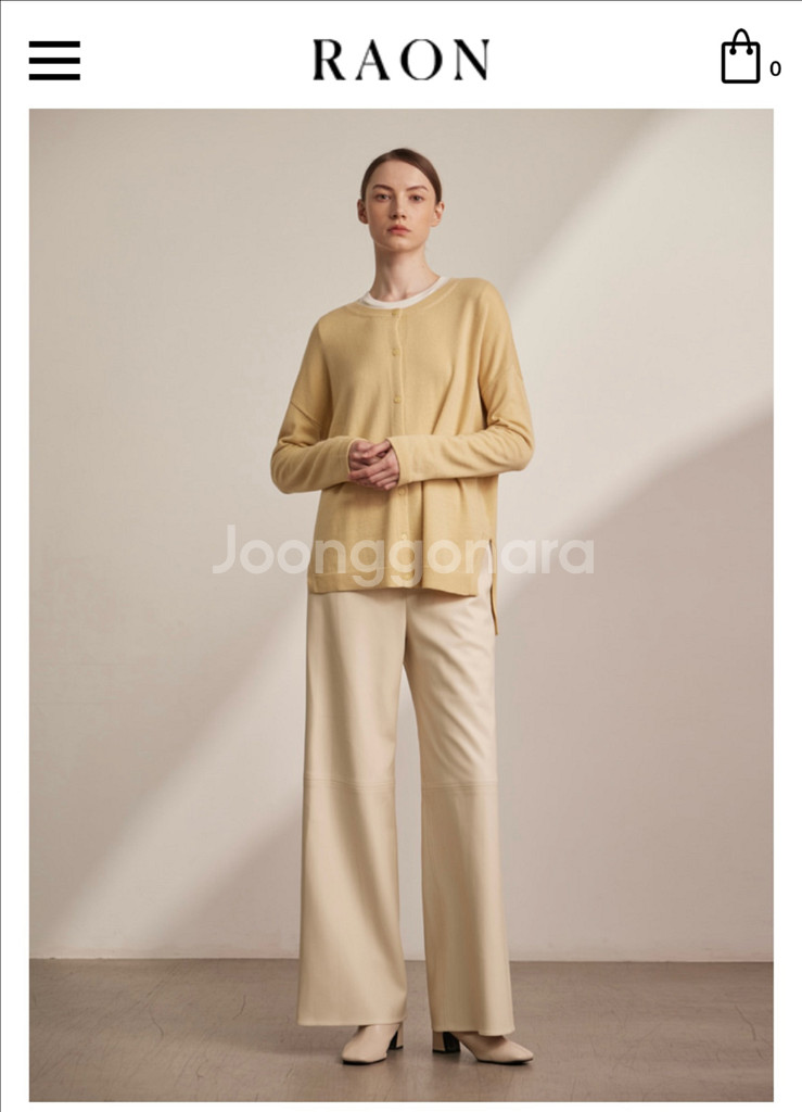 라온 켈리 레더 팬츠 크림 새상품 raon--0