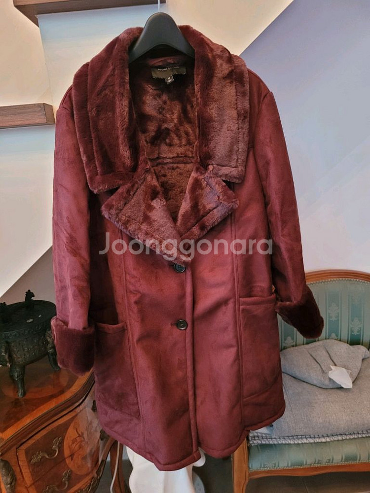 여성 바나나 리퍼블릭 페이크 퍼 코트 보르도 초콜릿 컬--0