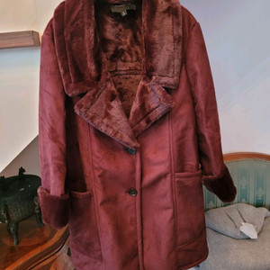 여성 바나나 리퍼블릭 페이크 퍼 코트 보르도 초콜릿 컬