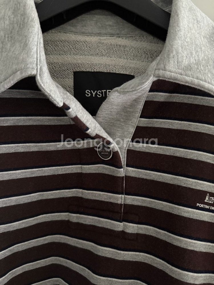 한섬 24 시스템 완판 스트라이프 칼라 스웻셔츠 타임--4