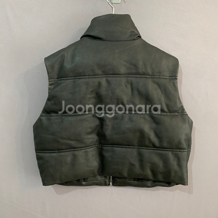 S 자라 페이크 레더 크롭 패딩 베스트 조끼--2