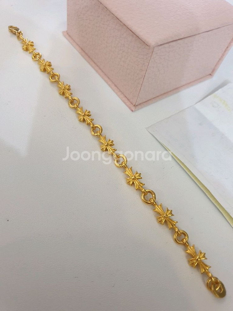 24K 순금 크롬 십자가 타이니 팔찌--1