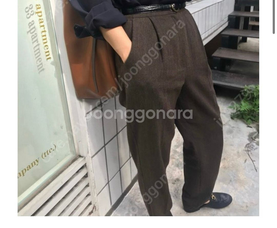 시엔느 헤링본 울팬츠 s 네이비--2