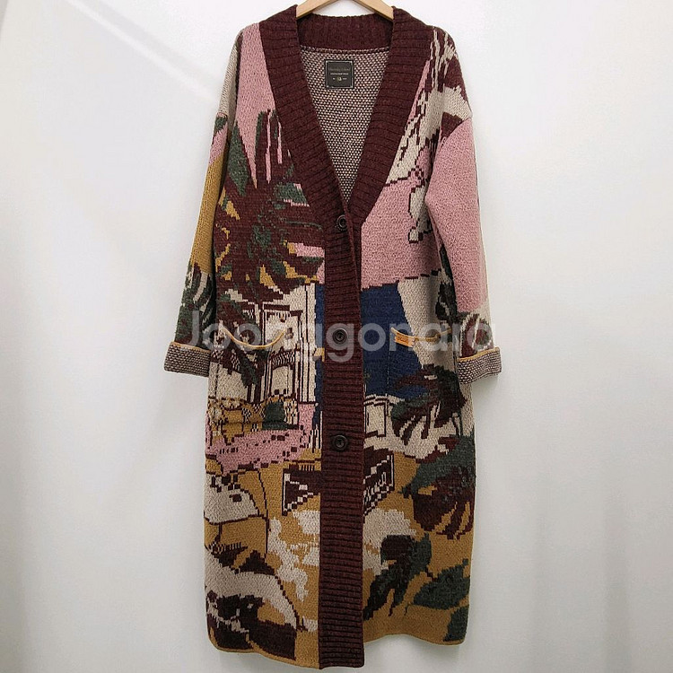 써스데이아일랜드 자카드 코트형 가디건--0