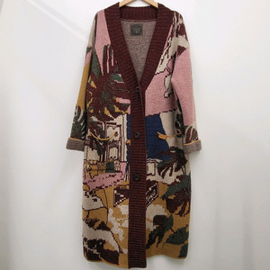 써스데이아일랜드 자카드 코트형 가디건