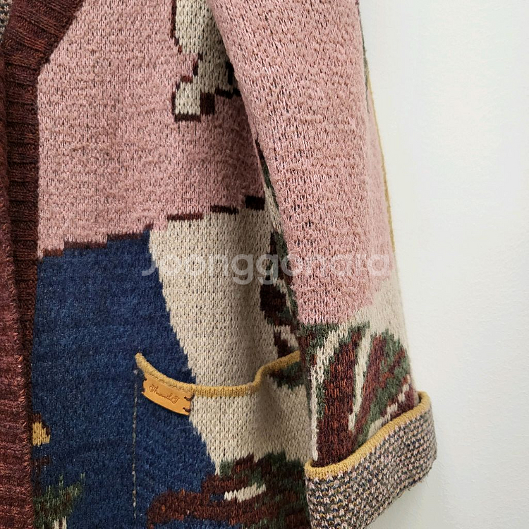 써스데이아일랜드 자카드 코트형 가디건--4