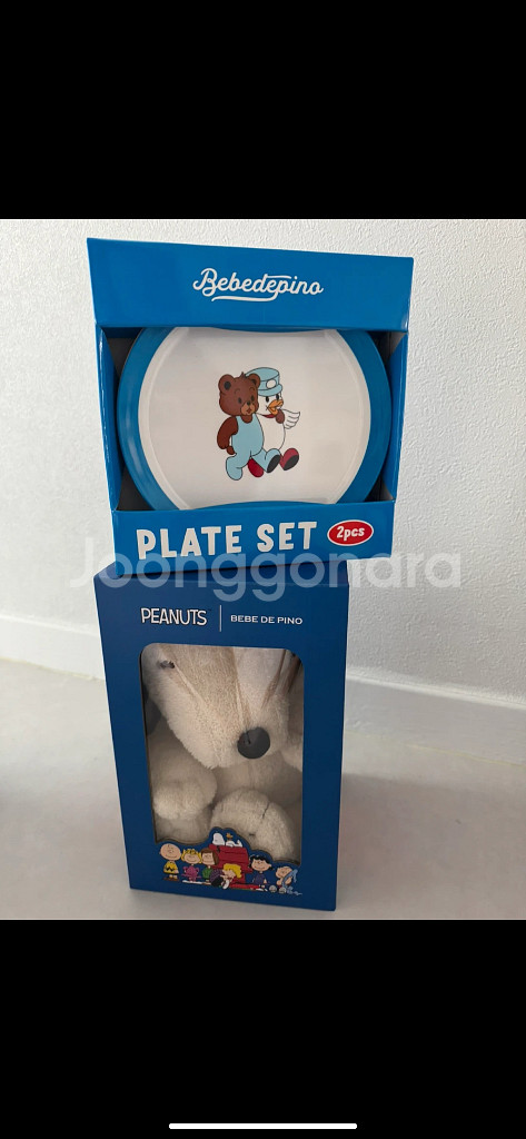 베베드피노스누피모자M+접시세트 일괄--1