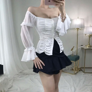 셔링 오프숄더 블라우스