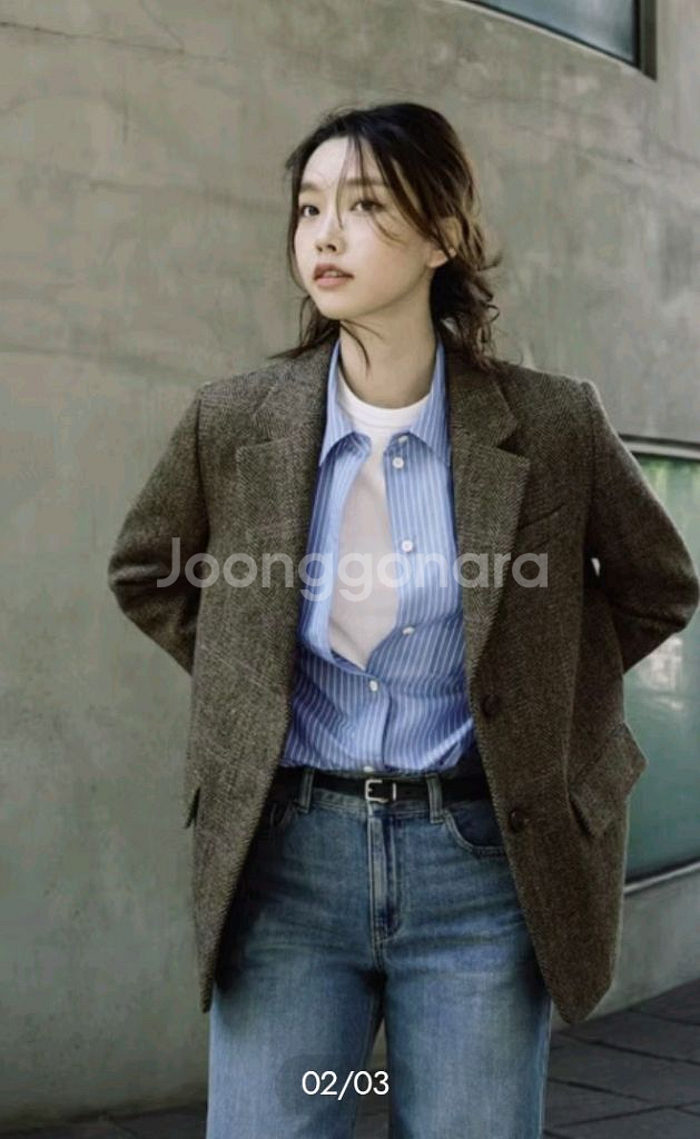 빈폴 25FW 해리스 트위드 여성 헤링본 자켓--1