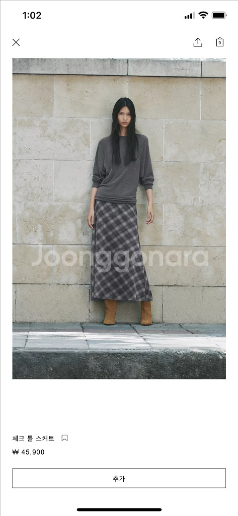 ZARA 체크 밴딩 롱 스커트 새상품--0