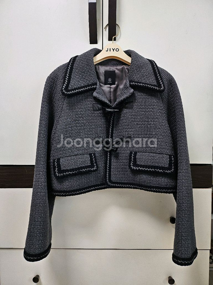 그레이 트위드 떡볶이 카라 자켓--0