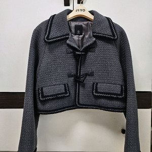 그레이 트위드 떡볶이 카라 자켓