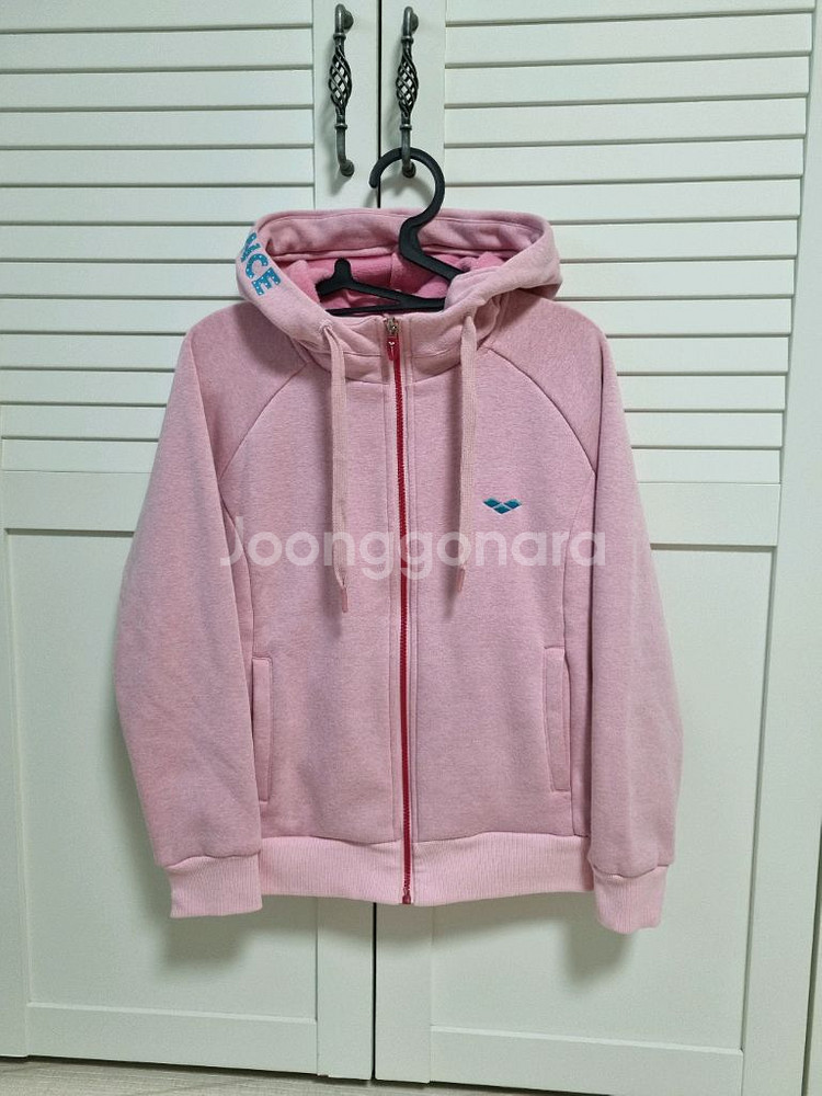 아레나 안감털 연핑크 후드집업. S--0