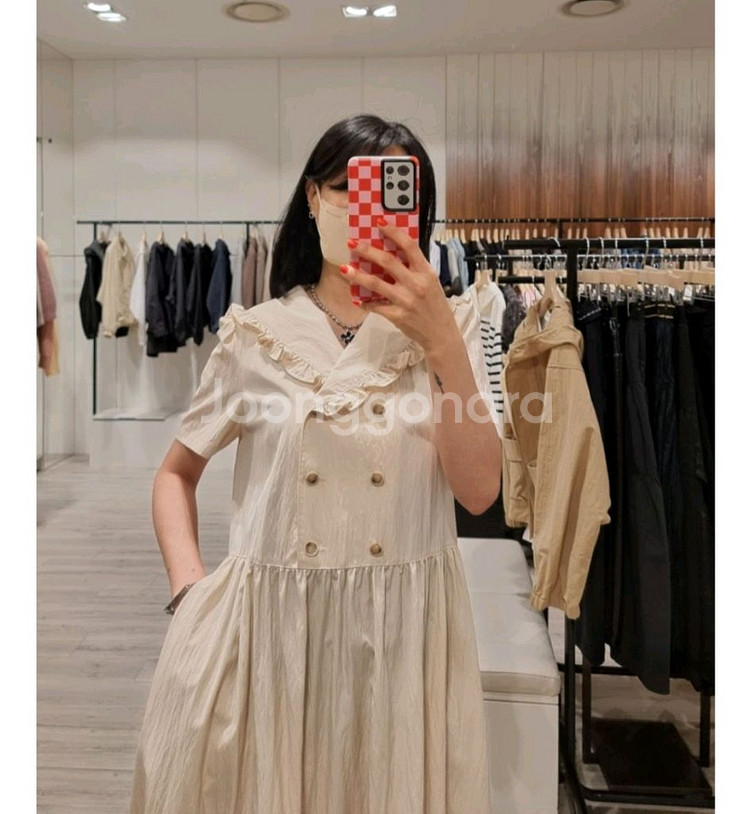 지컷 더블 버튼 세일러 원피스 블랙--2