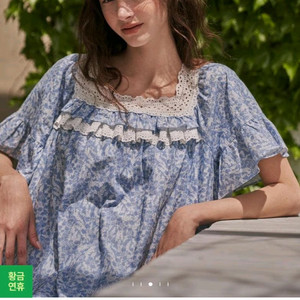 울랄라 파자마 블루트리 반팔 원피스