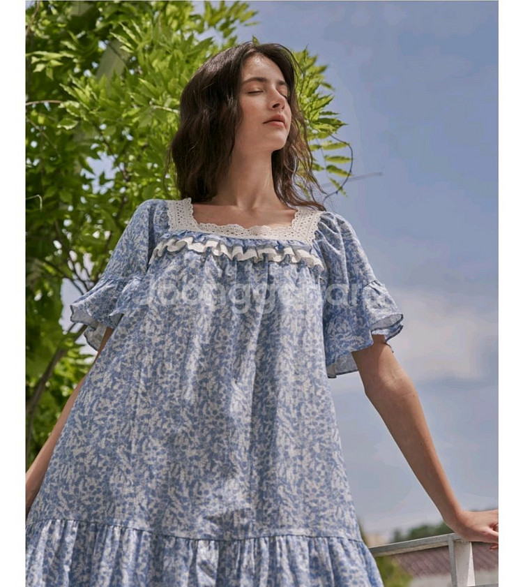 울랄라 파자마 블루트리 반팔 원피스--4