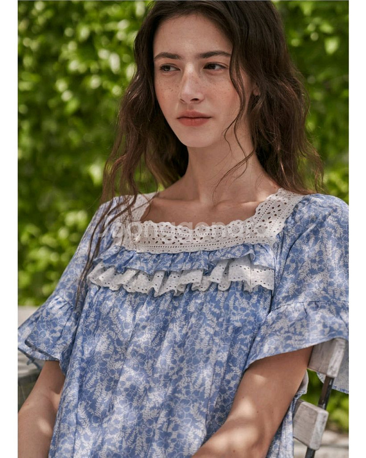 울랄라 파자마 블루트리 반팔 원피스--2