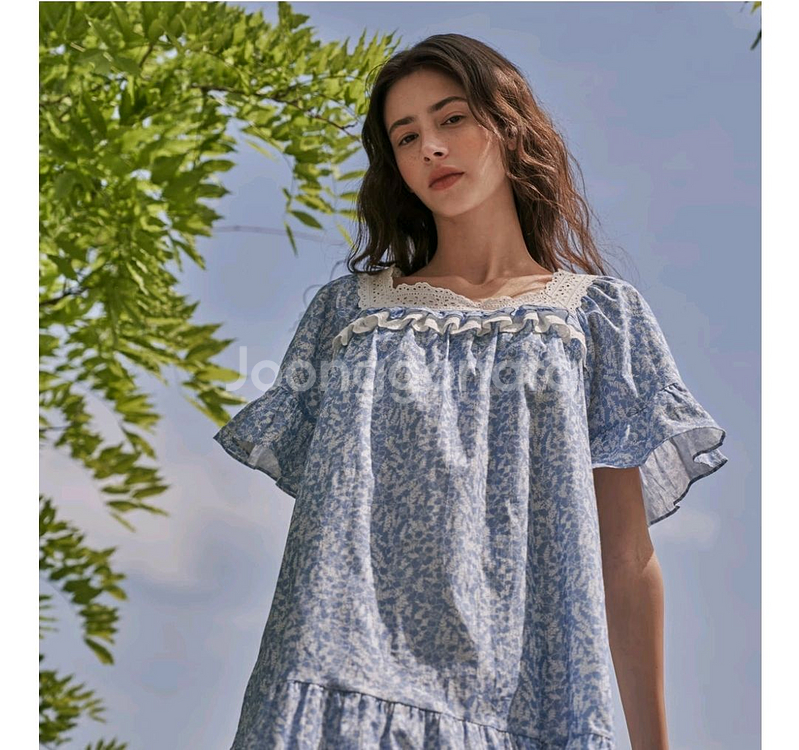 울랄라 파자마 블루트리 반팔 원피스--5