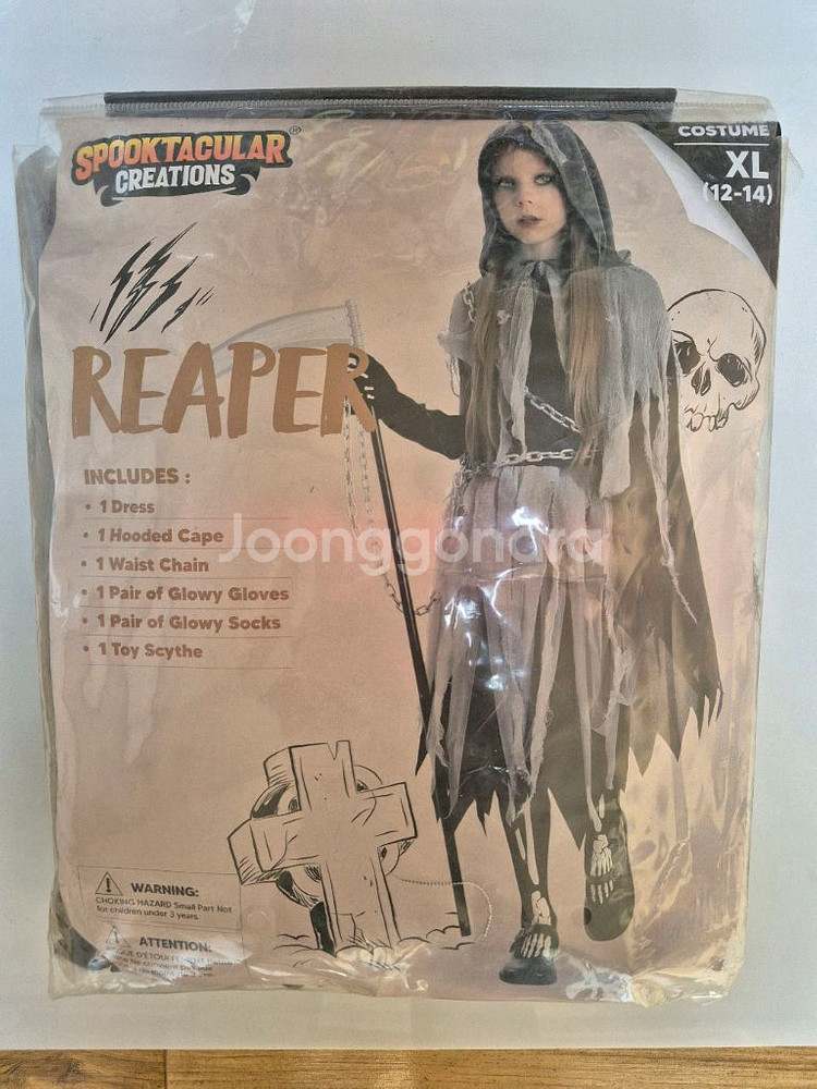 미국 상품 여아 해골 저승사자 코스튬 XL 국내발송--3