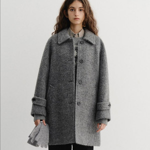 (새상품) 던스트 알파카 하프 코트 멜란지 그레이
