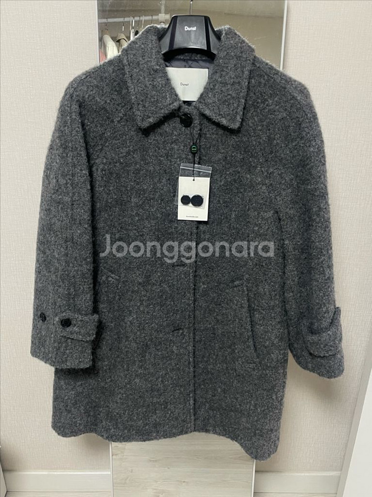 (새상품) 던스트 알파카 하프 코트 멜란지 그레이--1