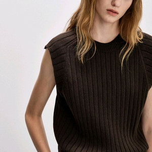 시스템 니트 조끼 백 텍스처 블록 스트랩 니트 베스트