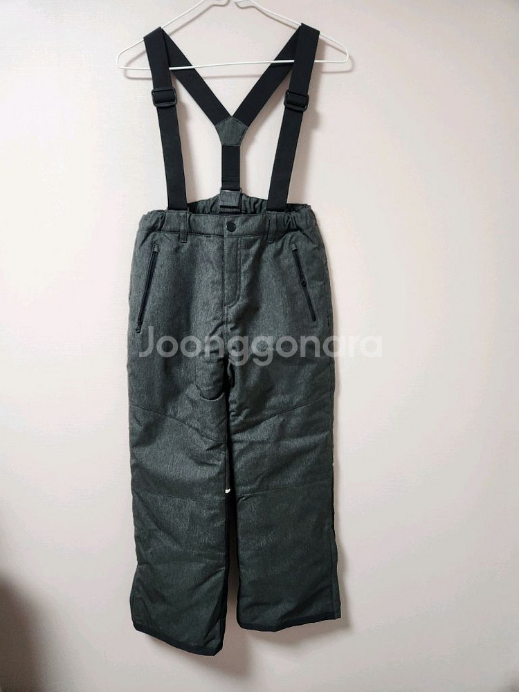 150사이즈 알퐁소 찐그레이 멜빵 검정 스키복 바지--0