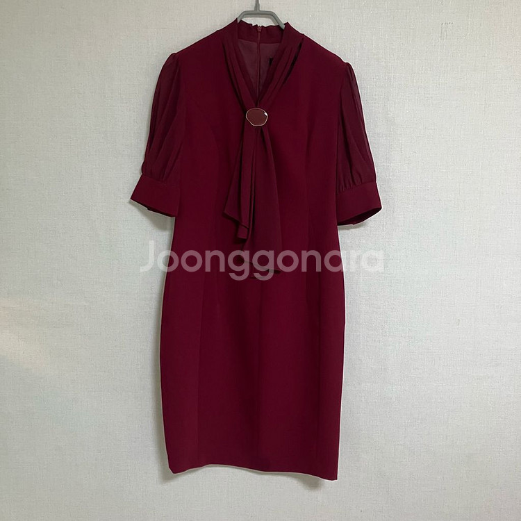 지고트 와인색 시스루 원피스--0