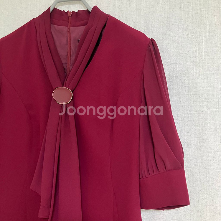 지고트 와인색 시스루 원피스--1