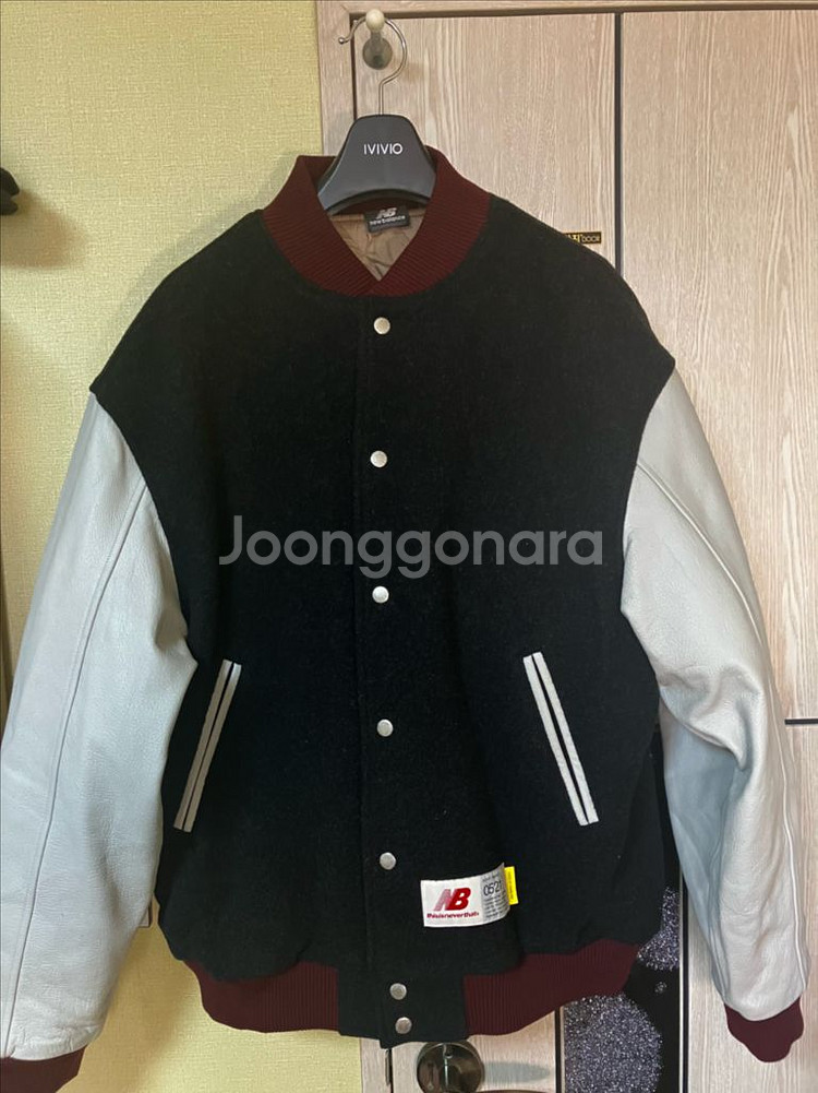 뉴발란스 x 디스이즈네버댓 바시티 자켓 차콜--8