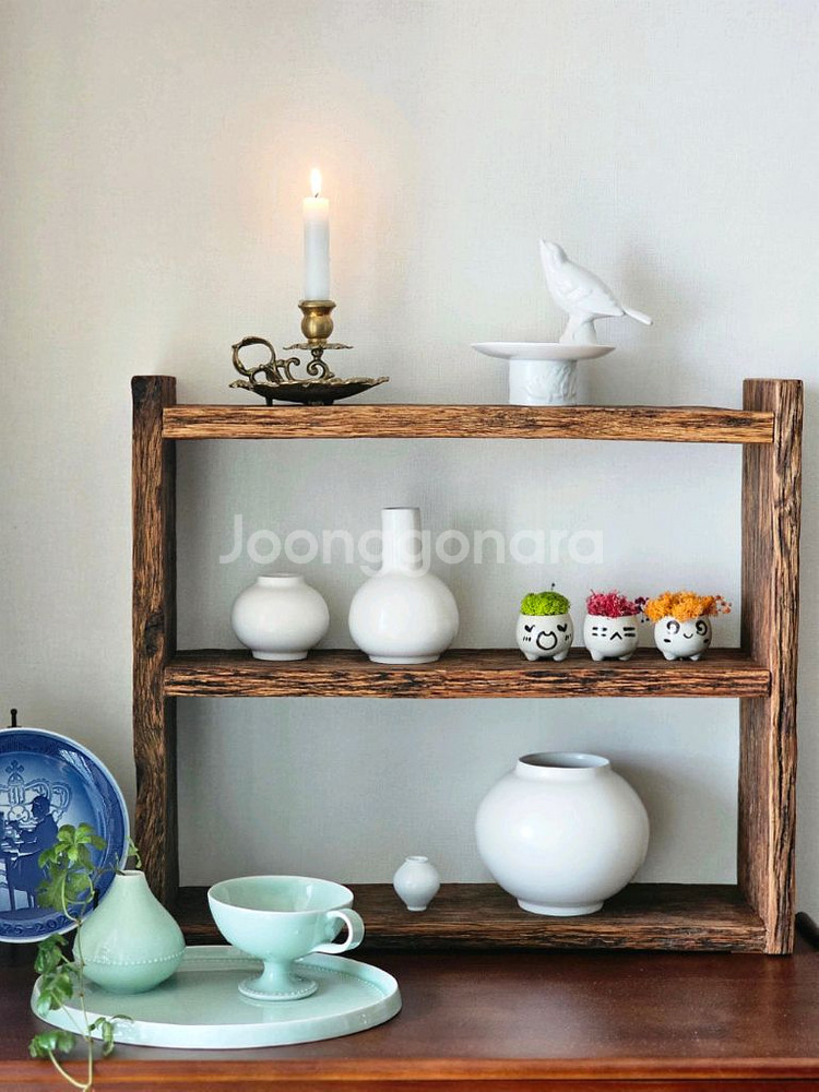 100년이상된 올드오크 빈티지 주방미니선반 선반--2