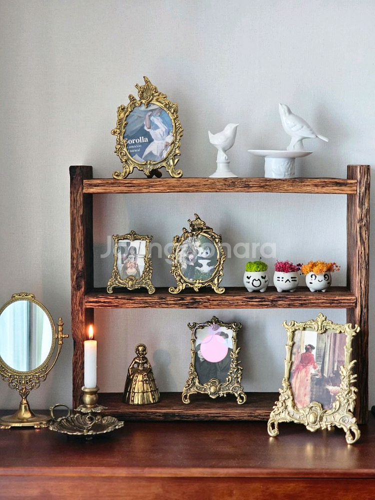 100년이상된 올드오크 빈티지 주방미니선반 선반--3