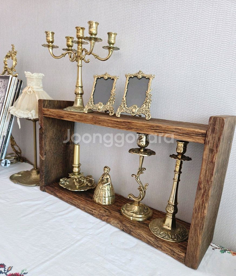 100년이상된 올드오크 빈티지 주방미니선반 선반--6