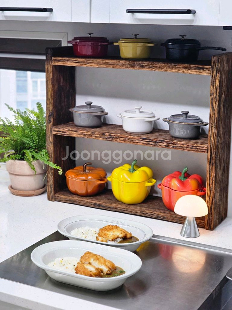 100년이상된 올드오크 빈티지 주방미니선반 선반--4