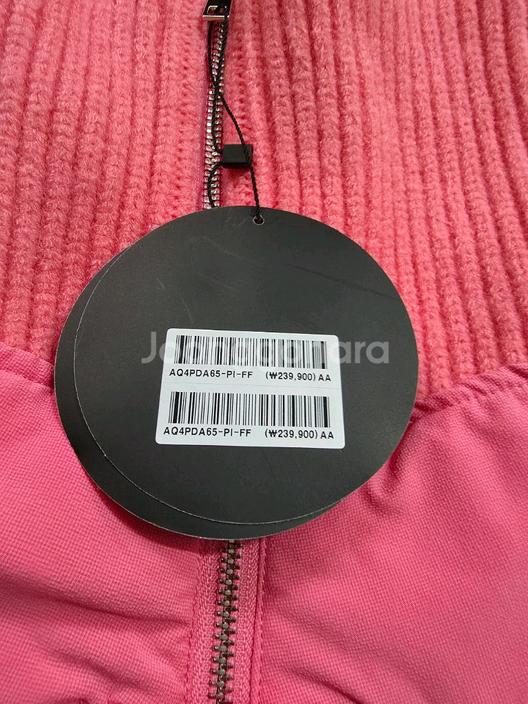 랩 빅카라니트배색크롭패딩--0