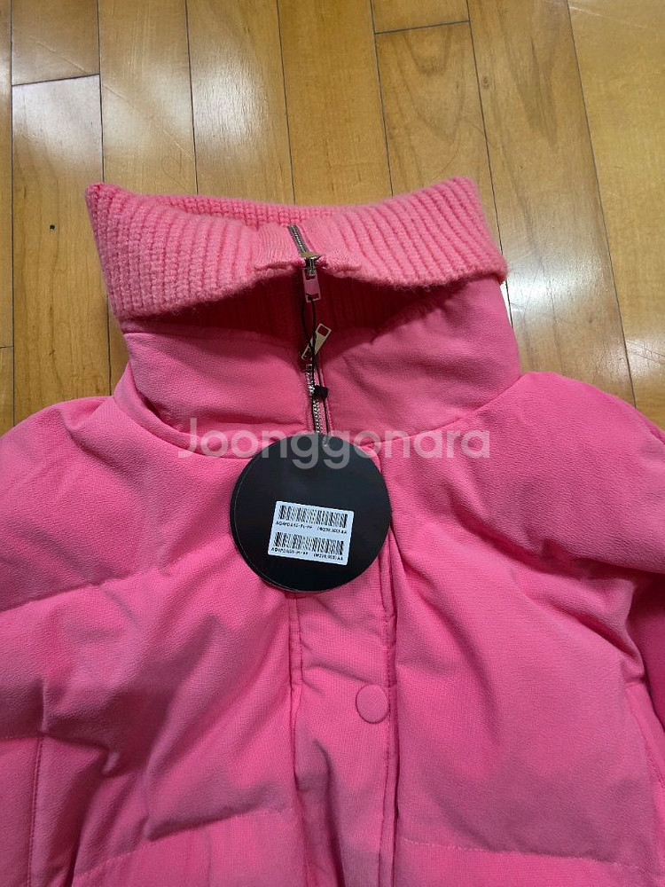 랩 빅카라니트배색크롭패딩--2