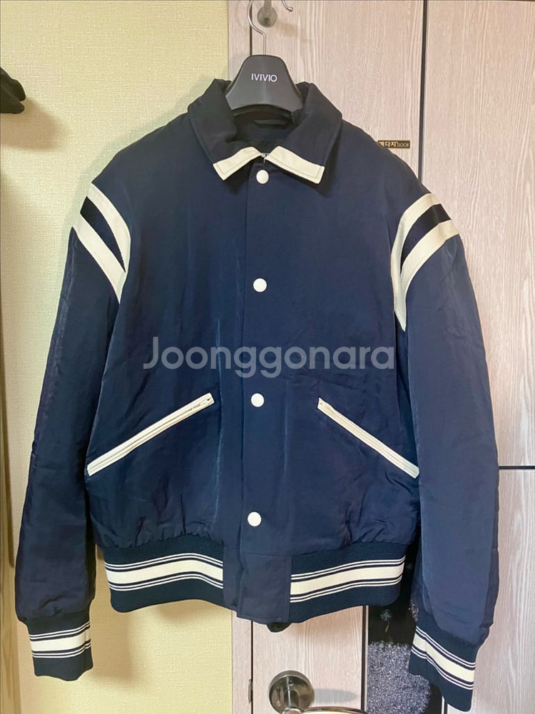 Emporio Armani 네이비 로고 블루종 자켓--2